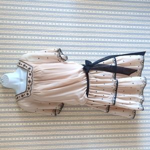Anthropologie Cream Ivory Black Vintage Style Dress S